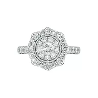 Lab Created 2 Carat Lab-Grown Diamond Round Center Cluster Bridal Set Sterling Silver