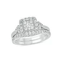 Lab Created 3/4 Carat Lab-Grown Diamond Elegant Bridal Set Sterling Silver
