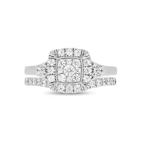 Lab Created 3/4 Carat Lab-Grown Diamond Elegant Bridal Set Sterling Silver