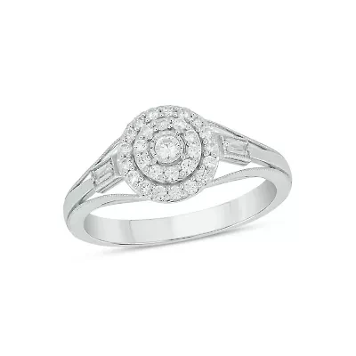 Lab Created 1/3 Carat Lab-Grown Diamond Double Halo Promise Ring Sterling Silver