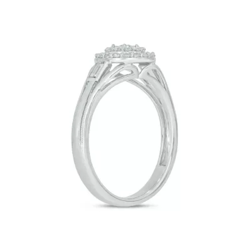 Lab Created 1/3 Carat Lab-Grown Diamond Double Halo Promise Ring Sterling Silver