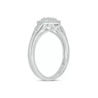 Lab Created 1/3 Carat Lab-Grown Diamond Double Halo Promise Ring Sterling Silver