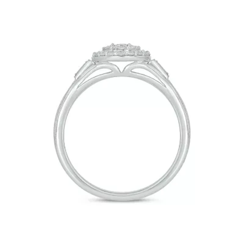 Lab Created 1/3 Carat Lab-Grown Diamond Double Halo Promise Ring Sterling Silver