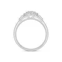Lab Created 1/3 Carat Lab-Grown Diamond Double Halo Promise Ring Sterling Silver