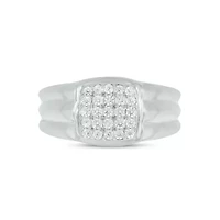 Lab Created 1/2 Carat Lab-Grown Diamond Square Cluster Gents Ring Sterling Silver