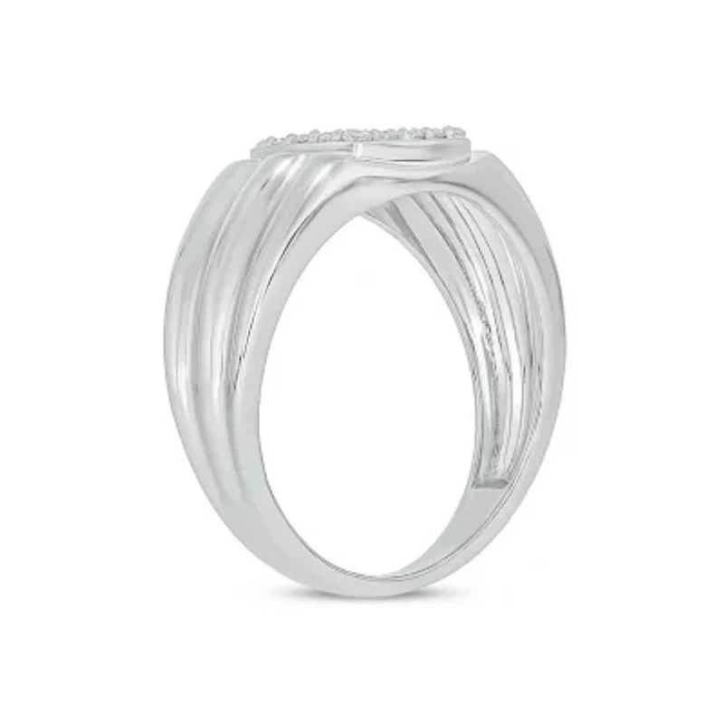 Lab Created 1/2 Carat Lab-Grown Diamond Square Cluster Gents Ring Sterling Silver