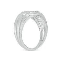 Lab Created 1/2 Carat Lab-Grown Diamond Square Cluster Gents Ring Sterling Silver