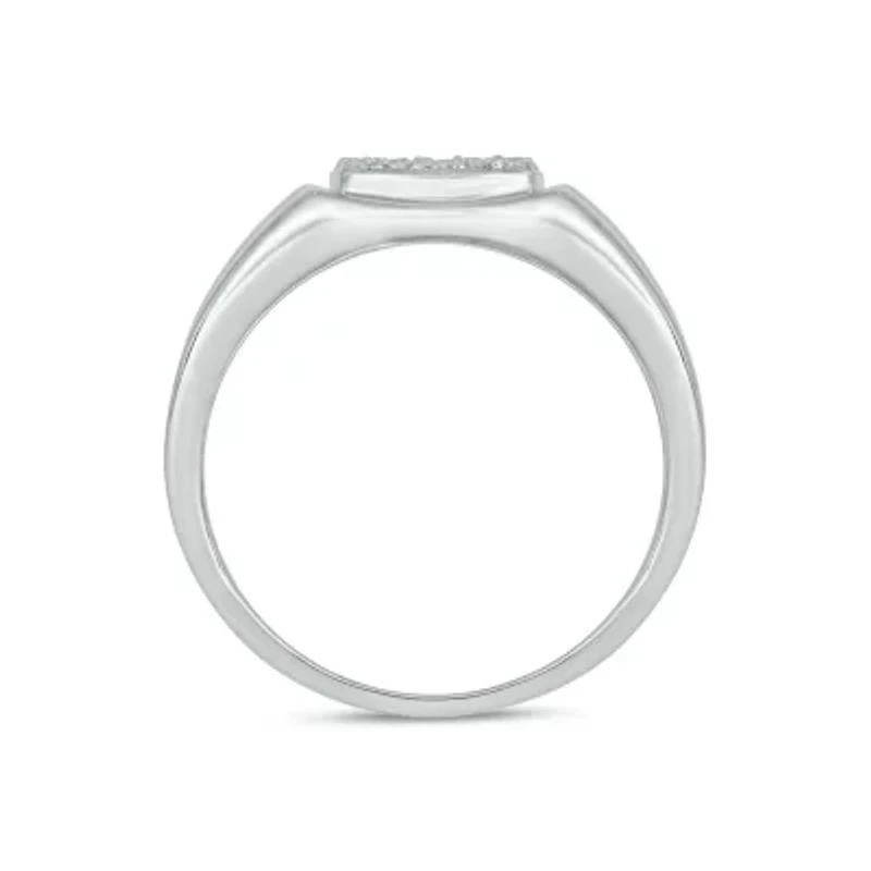 Lab Created 1/2 Carat Lab-Grown Diamond Square Cluster Gents Ring Sterling Silver