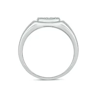 Lab Created 1/2 Carat Lab-Grown Diamond Square Cluster Gents Ring Sterling Silver