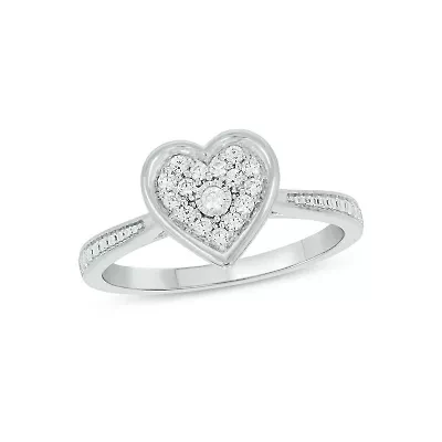 Lab Created 1/6 Carat Lab-Grown Diamond heart-shaped Fashion Ring Sterling Silver