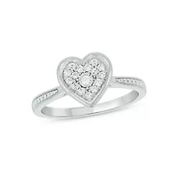 Lab Created 1/6 Carat Lab-Grown Diamond heart-shaped Fashion Ring Sterling Silver