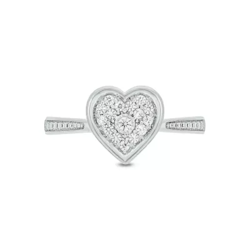 Lab Created 1/6 Carat Lab-Grown Diamond heart-shaped Fashion Ring Sterling Silver