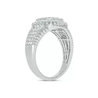Lab Created 1 Carat Lab-Grown Diamond Featuring a Square Cluster Design Gents Ring Sterling Silver