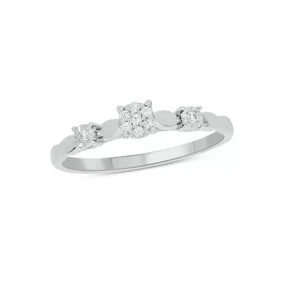 Lab Created Diamond Accent Lab-Grown Elegant Promise Ring Sterling Silver