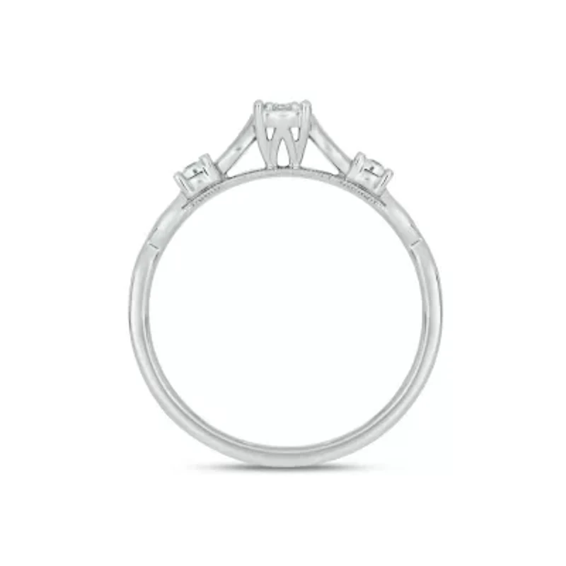 Lab Created Diamond Accent Lab-Grown Elegant Promise Ring Sterling Silver