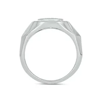 Lab Created 1/2 Carat Lab-Grown Diamond Cushion Halo Brilliance Gents Ring Sterling Silver