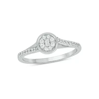 Lab Created 1/5 Carat Lab-Grown Diamond Sparkling Round Halo Promise Ring Sterling Silver