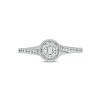 Lab Created 1/5 Carat Lab-Grown Diamond Sparkling Round Halo Promise Ring Sterling Silver