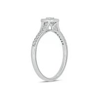 Lab Created 1/5 Carat Lab-Grown Diamond Sparkling Round Halo Promise Ring Sterling Silver