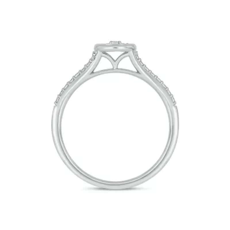 Lab Created 1/5 Carat Lab-Grown Diamond Sparkling Round Halo Promise Ring Sterling Silver