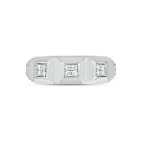Lab Created 1/6 Carat Lab-Grown Diamond three square-cut diamonds Gents Ring Sterling Silver