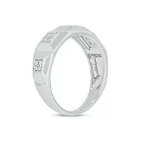 Lab Created 1/6 Carat Lab-Grown Diamond three square-cut diamonds Gents Ring Sterling Silver