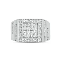 Lab Created 1 Carat Lab-Grown Diamond Featuring a Bold Square Cluster Design Gents Ring Sterling Silver
