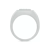 Lab Created 1 Carat Lab-Grown Diamond Featuring a Bold Square Cluster Design Gents Ring Sterling Silver