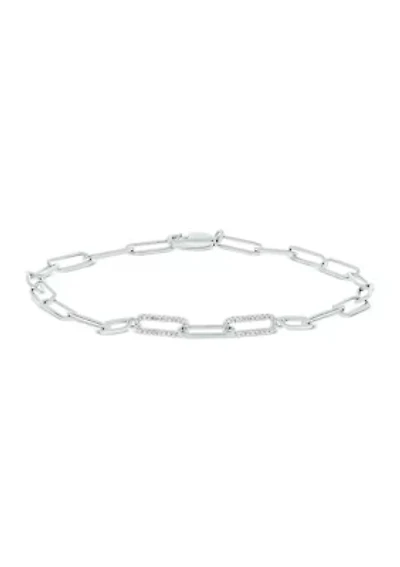 1/6 ct. t.w. Diamond Paperclip Bar Bracelet in Sterling Silver