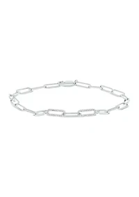 1/6 ct. t.w. Diamond Paperclip Bar Bracelet in Sterling Silver