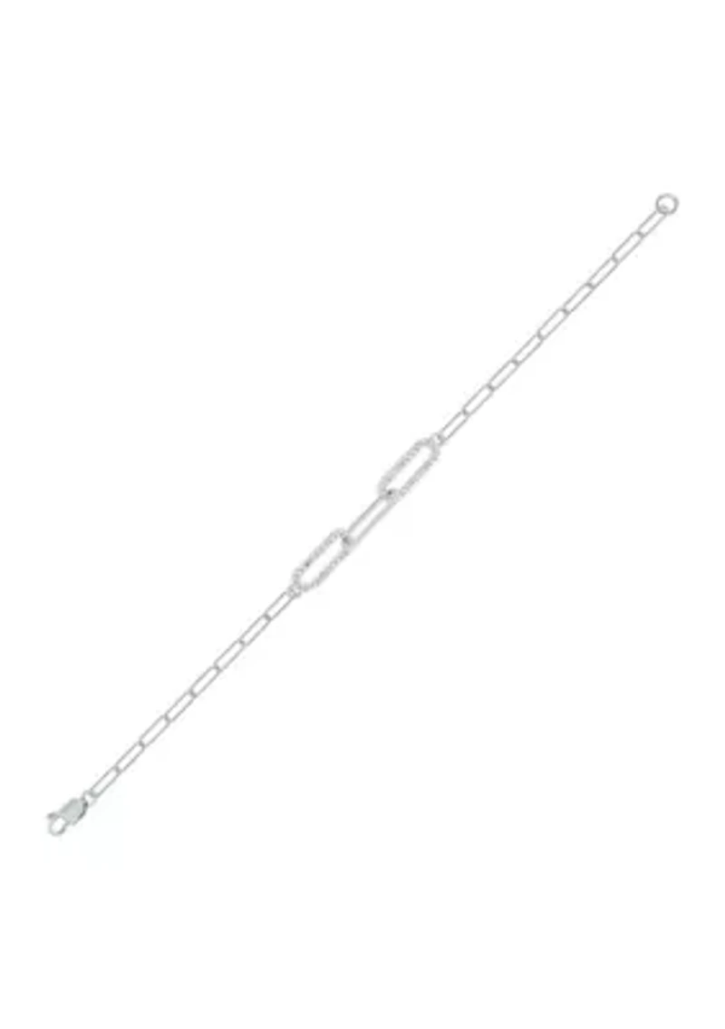 1/6 ct. t.w. Diamond Paperclip Bar Bracelet in Sterling Silver