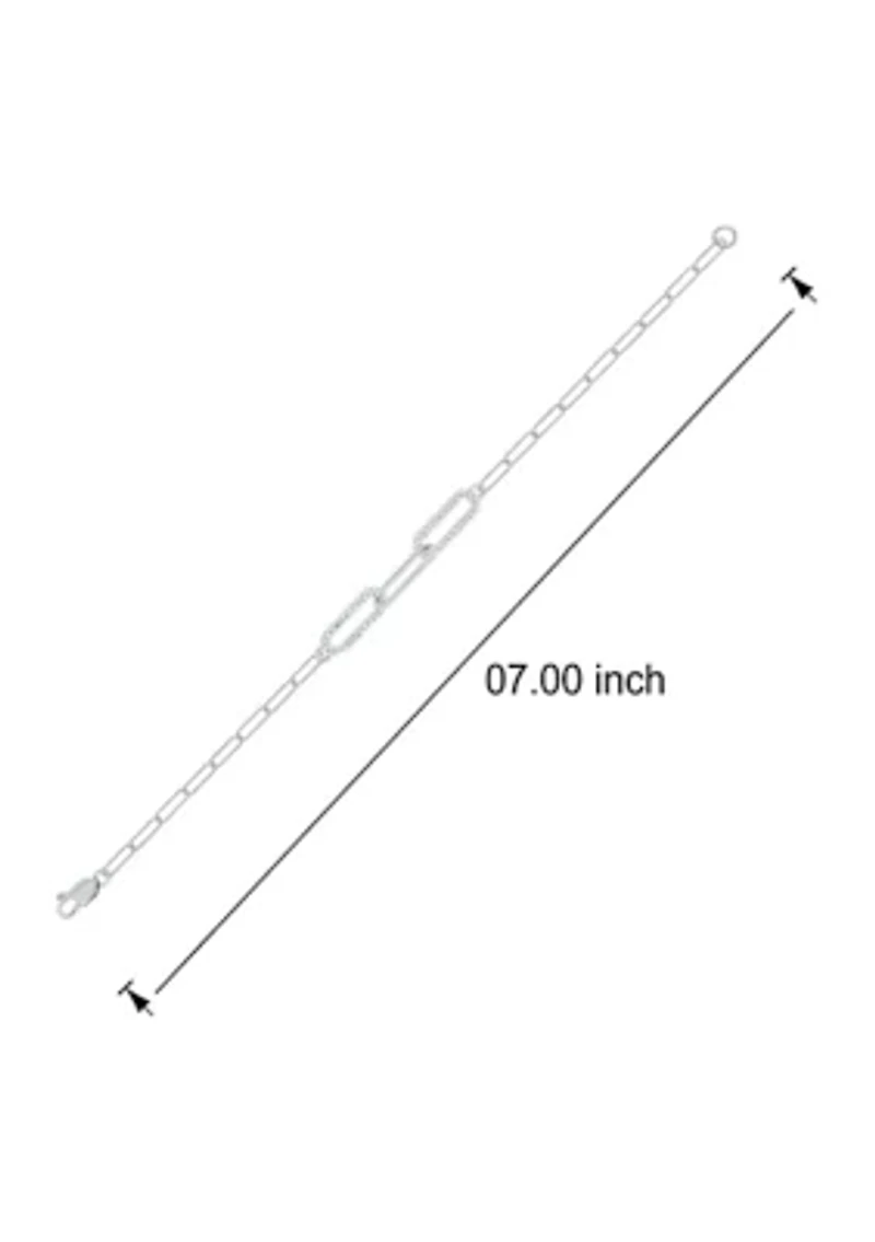 1/6 ct. t.w. Diamond Paperclip Bar Bracelet in Sterling Silver
