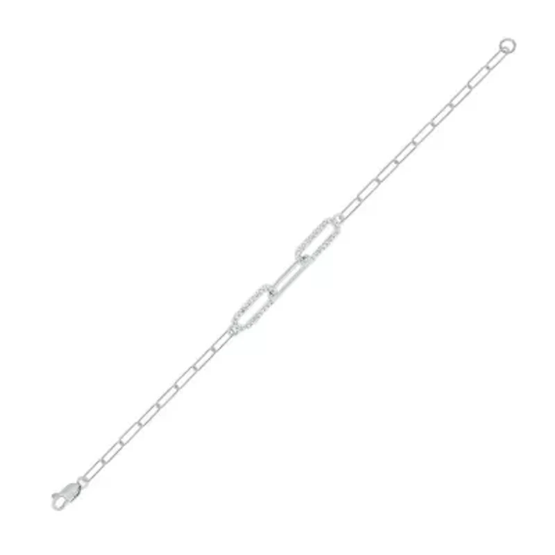 1/6 ct. t.w. Diamond Paperclip Bar Bracelet in Sterling Silver