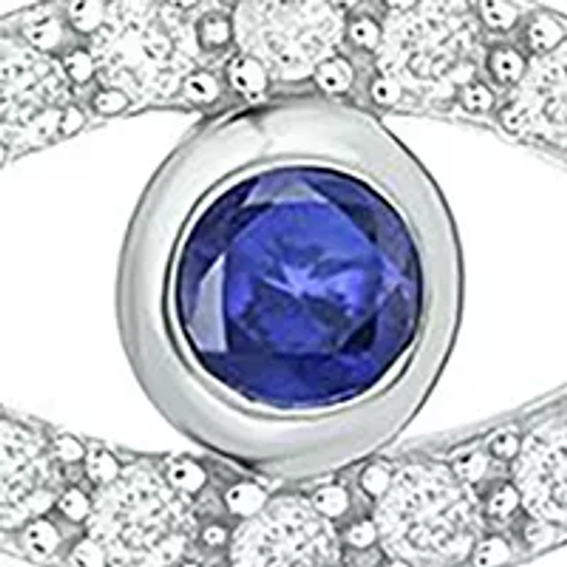 1/6 ct. t.w. Diamond and 1/8 ct. t.w. Created Black Sapphire Evil Eye Paperclip Bracelet in Sterling Silver
