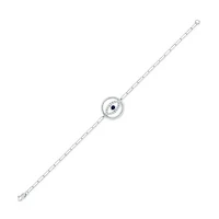 1/6 ct. t.w. Diamond and 1/8 ct. t.w. Created Black Sapphire Evil Eye Paperclip Bracelet in Sterling Silver