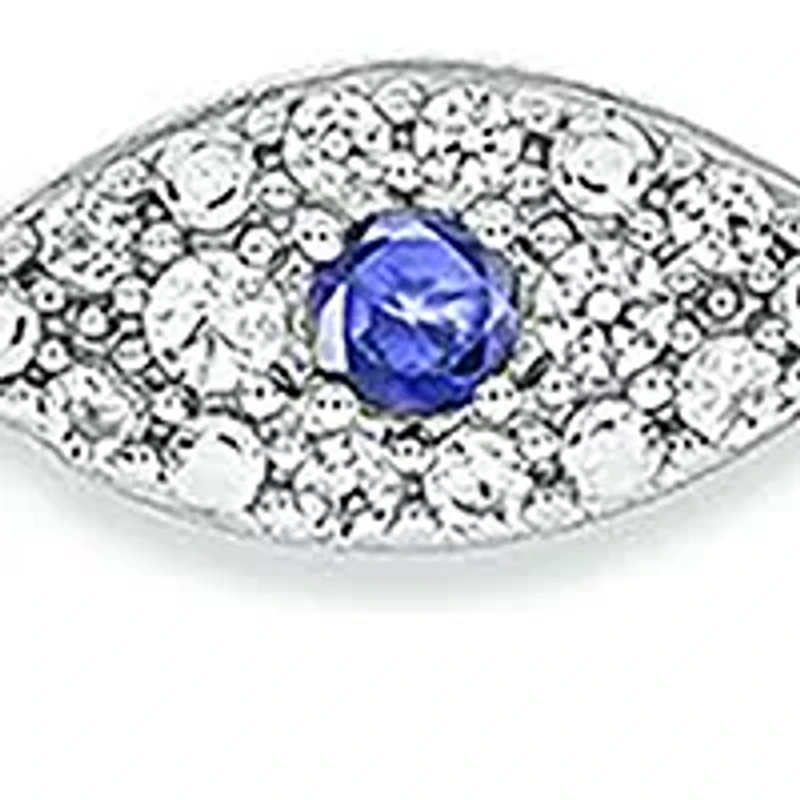 1/5 ct. t.w. Diamond and 1/8 ct. t.w. Created Blue Sapphire Evil Eye Bracelet in Sterling Silver