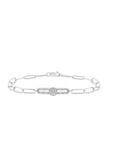 1/4 ct. t.w. Diamond Paperclip Bar Bracelet in Sterling Silver