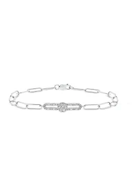 1/4 ct. t.w. Diamond Paperclip Bar Bracelet in Sterling Silver