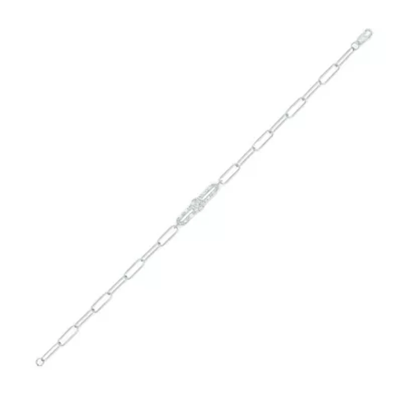 1/4 ct. t.w. Diamond Paperclip Bar Bracelet in Sterling Silver