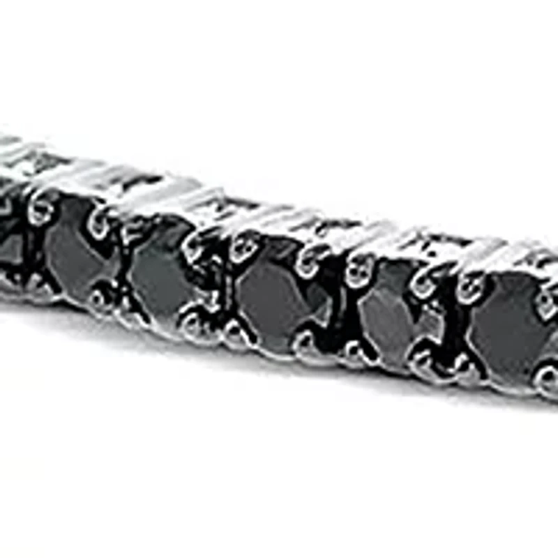 ct. t.w. Black Diamond Paperclip Tenis Bracelet in Sterling Silver