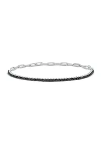 ct. t.w. Black Diamond Paperclip Tenis Bracelet in Sterling Silver