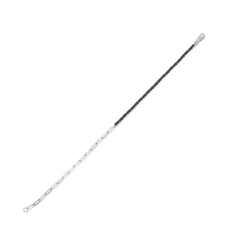 ct. t.w. Black Diamond Paperclip Tenis Bracelet in Sterling Silver