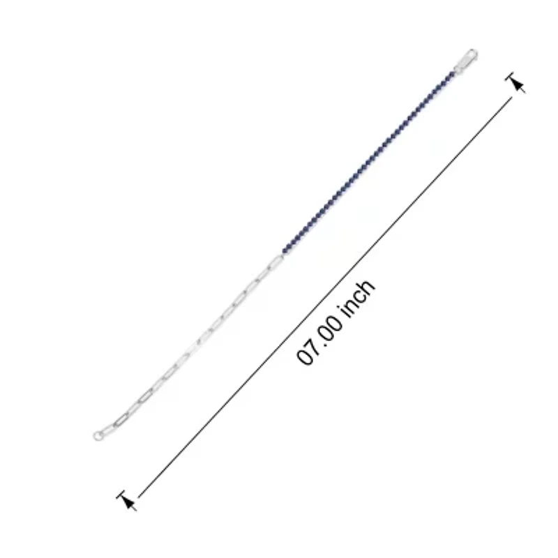Lab Created 1.50 ct. t.w. Created Blue Sapphire Paperclip Tenis Bracelet in Sterling Silver