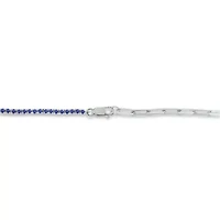 Lab Created 1.50 ct. t.w. Created Blue Sapphire Paperclip Tenis Bracelet in Sterling Silver