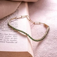 Lab Created 1.50 ct. t.w. Created Emerald Paperclip Tenis Bracelet in Sterling Silver