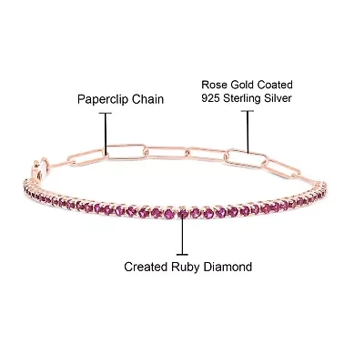 Lab Created 1.50 ct. t.w. Created Ruby Paperclip Tenis Bracelet in Sterling Silver