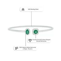 Lab Created 1/5 ct. t.w. Diamond & Emerald Gemstone Flex Bangle In Sterling Silver