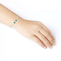 Lab Created 1/5 ct. t.w. Diamond & Emerald Gemstone Flex Bangle In Sterling Silver