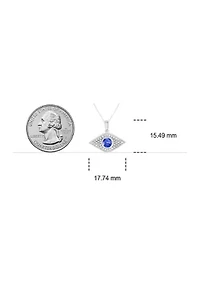 1/6 ct. t.w. Diamond and 5/8 ct. t.w. Created Blue Sapphire Evil Eye Pendant in Sterling Silver