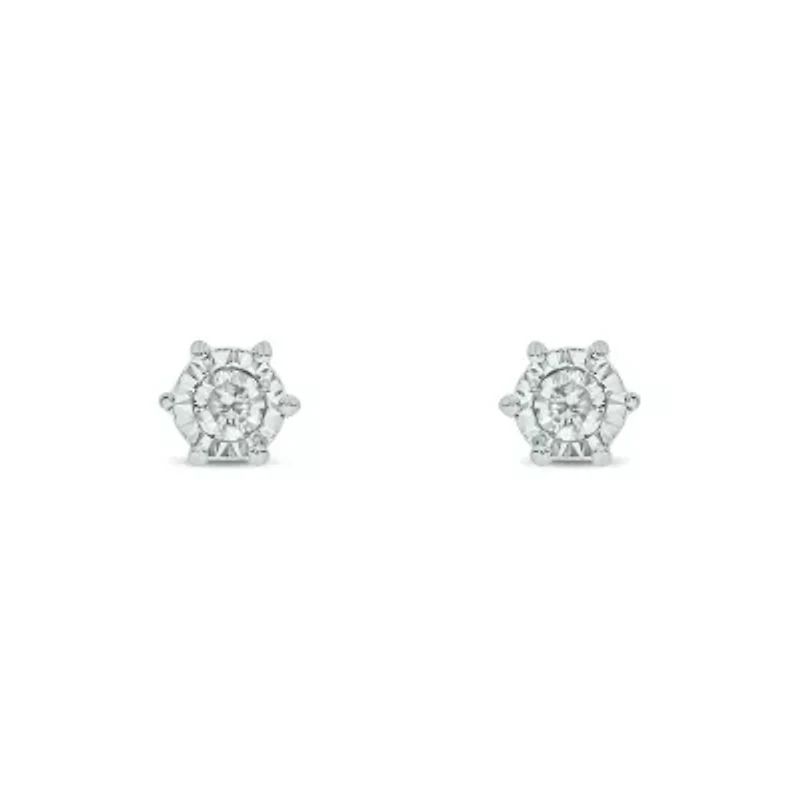 Diamond Accent White Diamond Miracle Plate Stud Earring in Sterling Silver